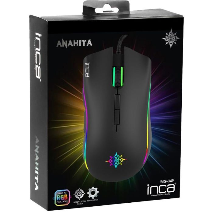 INCA Gaming Maus IMG-349 6400 DPI. RGB. 7 Tasten. USB. SW retail 5 INCA Gaming Maus IMG-349 6400 DPI. RGB. 7 Tasten. USB. SW retail 5