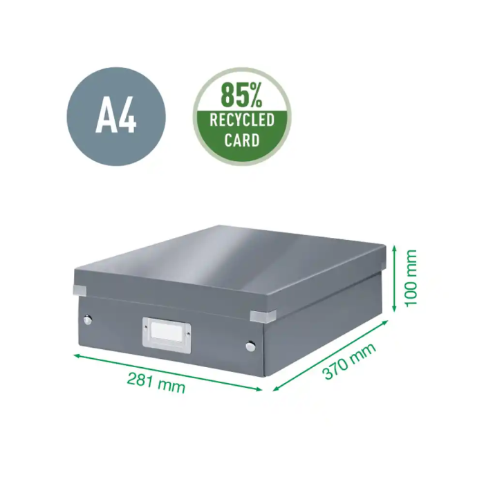 Caja Para Almacenamiento Leitz Click&Store Organizadora 85% Carton Reciclado Mediana 280X100X370 Mm Azul 3