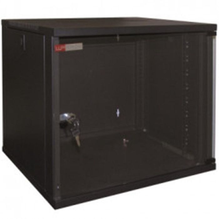 WP WPN-RWA-12604-B Armario Rack Mural 12U Negro 540x450x558mm con Puerta de Cristal y Cerradura, Soporta 50kg, IP20