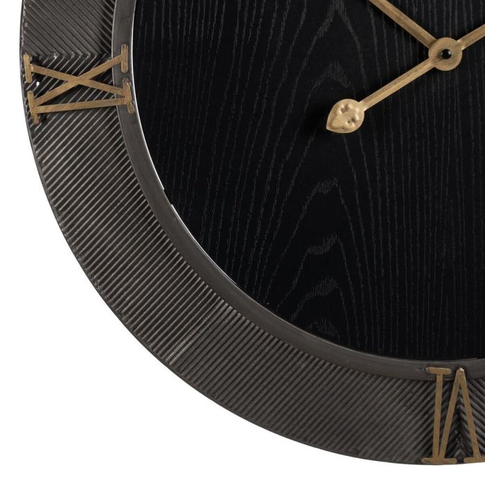 Reloj de Pared Negro Dorado Hierro Madera MDF 61 x 2,5 x 61 cm 4