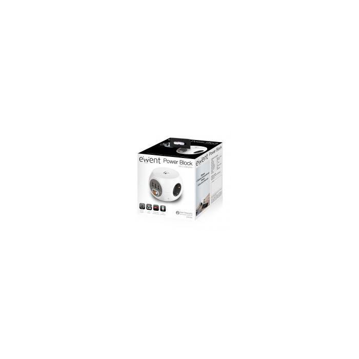 Regleta Enchufes Cubo Ewent EW3939 USB 5V 2A Blanco 6