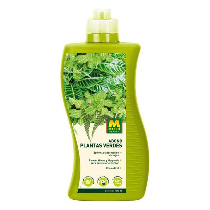 Massó 234103 Abono Líquido para Plantas Verdes, Favorece Hojas y Potencia el Verdor y Vitalidad, 1L