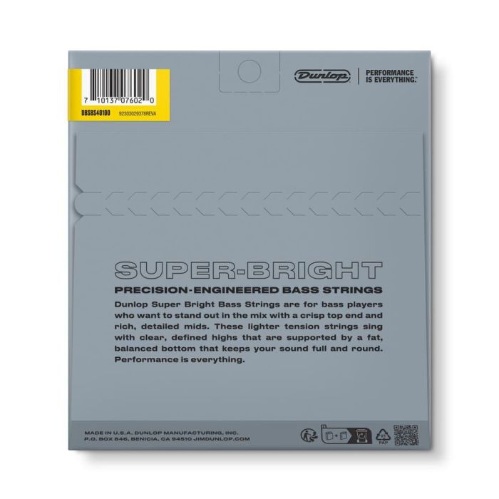 DUNLOP Juego Cuerdas Bajo Stainless Steel Super Bright Light 40-100 Tono Brillante y Profundo 1