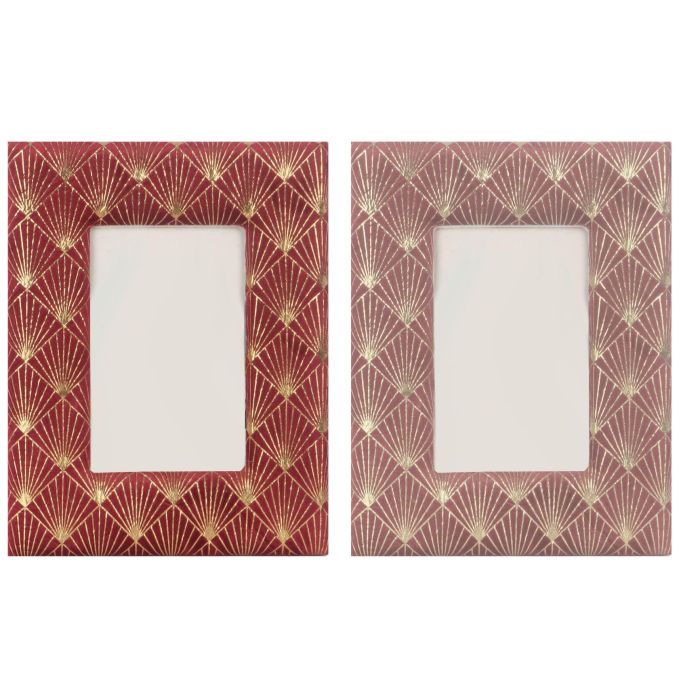 DKD Home Decor Marco de Fotos Glam para 10x15 cm Morado Rosa (4 Unidades). Ideal para decoración de hogar, fabricado en Poliéster y Madera.