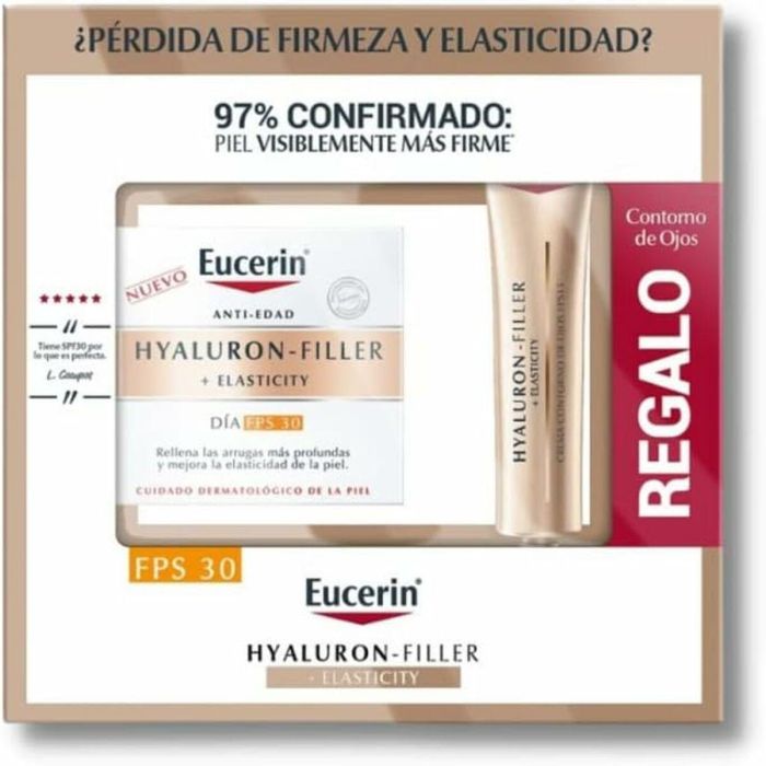 Eucerin Hyaluron-Filler + Elasticity Set Día SPF30 50ml + Contorno Ojos SPF20 15ml para Arrugas Profundas y Manchas de Edad
