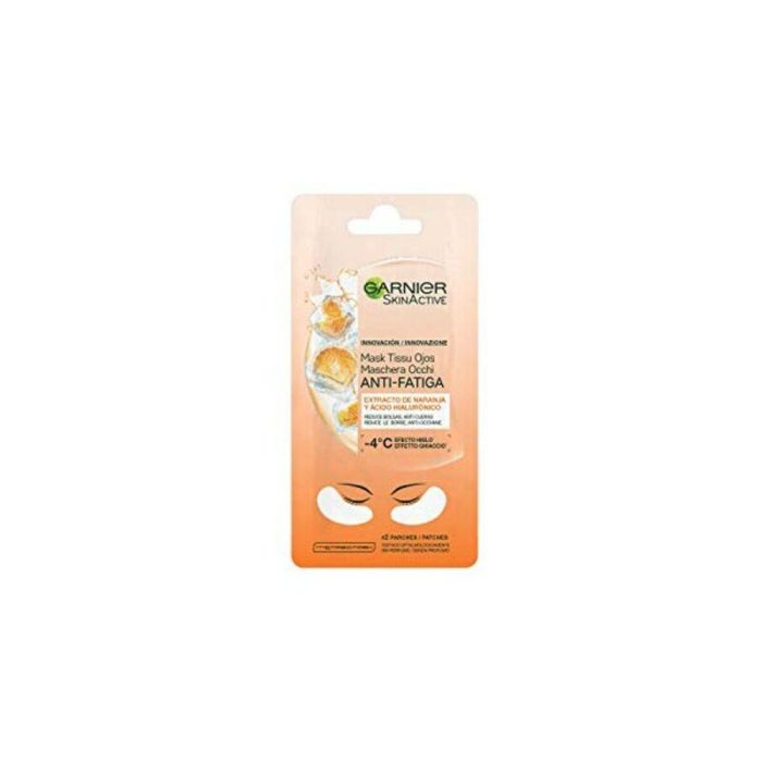 Garnier SkinActive Mascarilla Ojos Antifatiga con Extracto Naranja y Ácido Hialurónico - Reduce Ojeras y Bolsas x 2 Parches 1