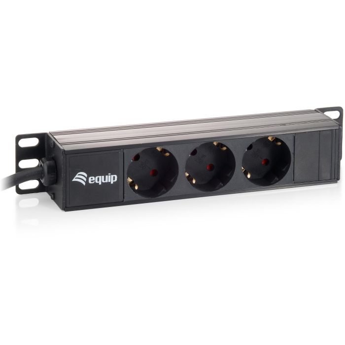 Equip Steckdosenleiste 10"(1HE)3fach +Wandmontage 1.50m sw