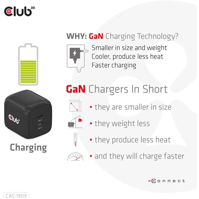 Club3D Ladegerät 2xUSB Typ C PD 45W. GaN retail 2 Club3D Ladegerät 2xUSB Typ C PD 45W. GaN retail 2