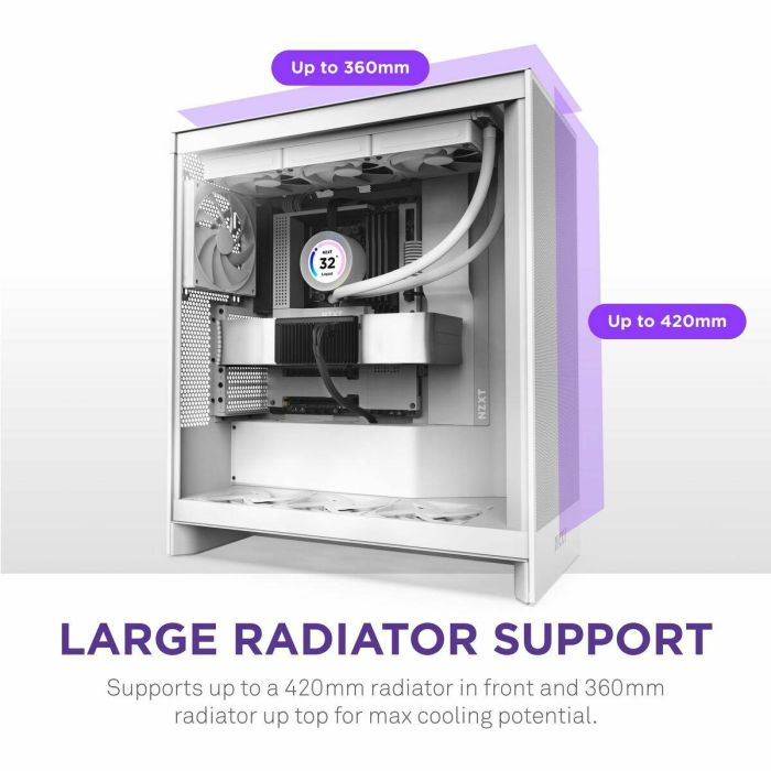 NZXT CM-H72FW-01 H7 Flow - Caja Semitorre de PC ATX/Micro-ATX/Mini-ITX, Blanco 5
