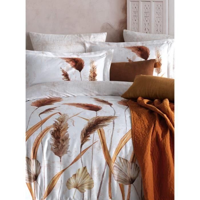 Juego de cama - 1 funda nórdica 220x240 cm + 2 fundas de almohada 60x60 cm - 100% algodón satén - Blanco 3 Juego de cama - 1 funda nórdica 220x240 cm + 2 fundas de almohada 60x60 cm - 100% algodón satén - Blanco 3