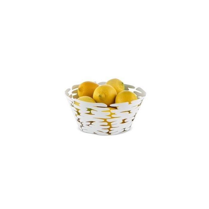 Alessi BM10/21 W Cesto Redondo Acero y Resina Blanco 21cm 1