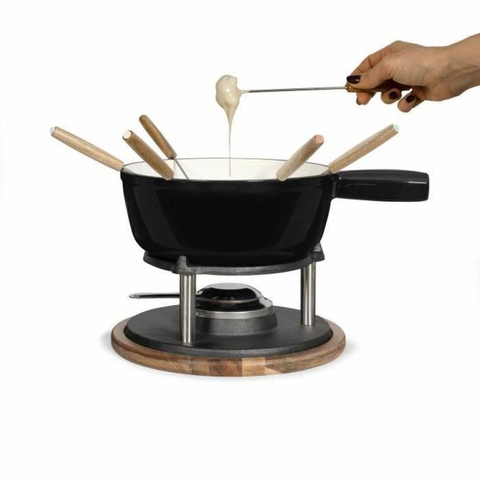 Livoo MEN426N Juego de Fondue Tradicional 2.6L para 6 Personas en Hierro Fundido Esmaltado 2