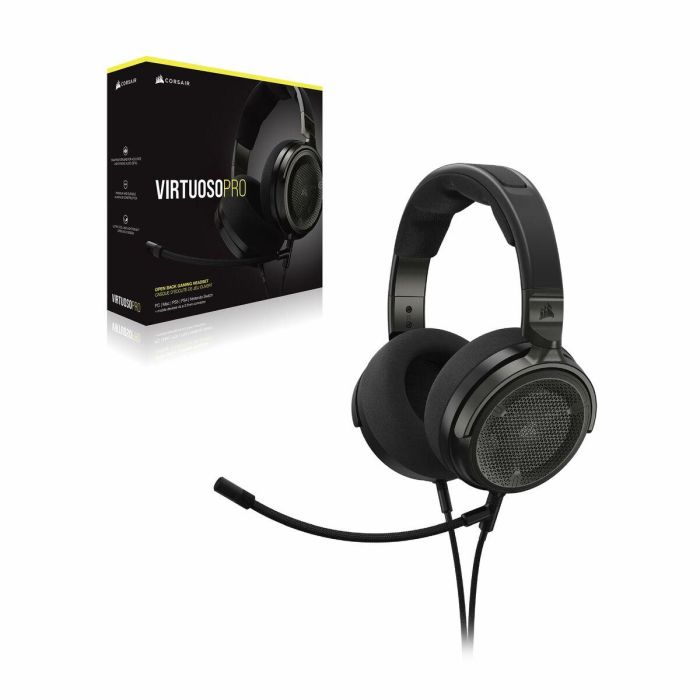 Corsair COR1701162162876 Auriculares Gaming VIRTUOSO PRO de Diadema Abiertos con Cable para Streaming y Juegos, Color Carbono 1