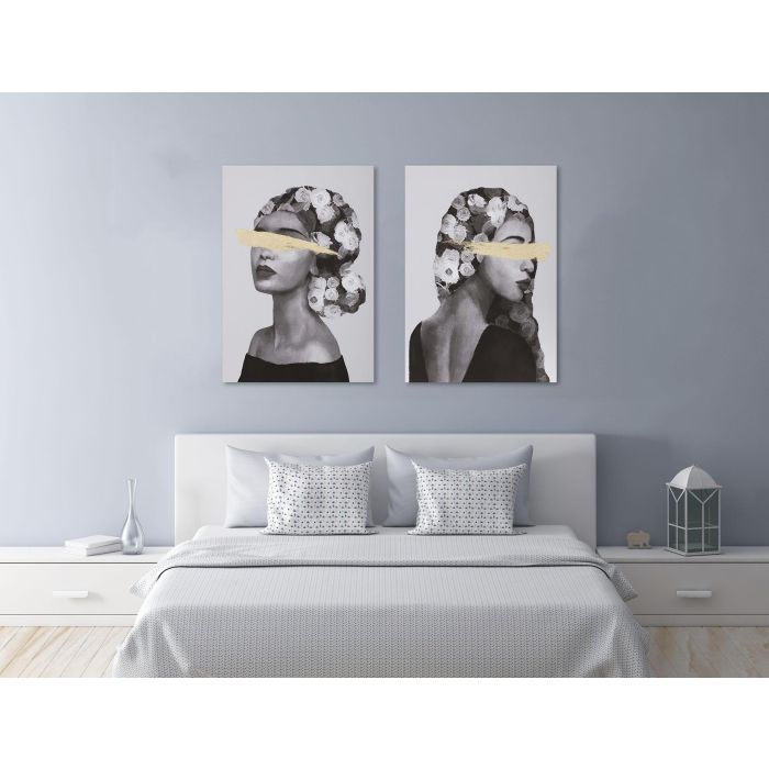 DKD Home Decor Cuadro Moderno Negro Dorado Lienzo Pino 70 x 100 x 3.7 cm (2 Unidades) 2