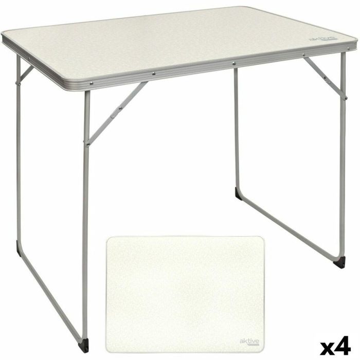 Mesa Plegable Aktive Blanco 80 x 70 x 60 cm (4 Unidades) Mesa Plegable Aktive Blanco 80 x 70 x 60 cm (4 Unidades)