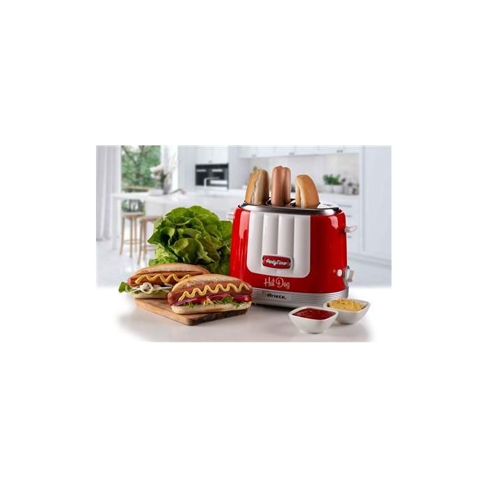 Ariete 206/00 Máquina de Hot Dog Party Time Roja - 5 Niveles de Cocción, Expulsión Automática 4 Ariete 206/00 Máquina de Hot Dog Party Time Roja - 5 Niveles de Cocción, Expulsión Automática 4