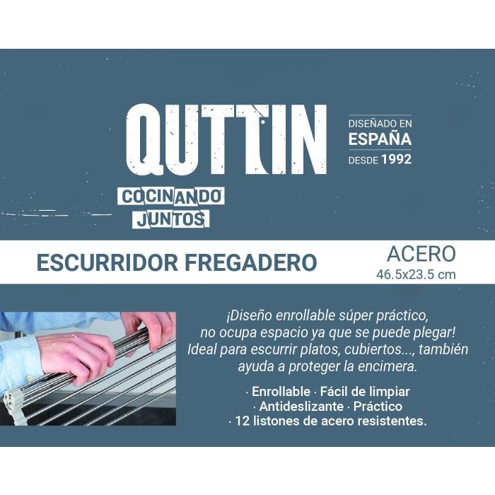 Escurridor de acero para fregadero Inde 46.5x23.5 cm (12 Unidades) 2 Escurridor de acero para fregadero Inde 46.5x23.5 cm (12 Unidades) 2
