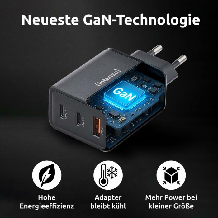 Cargador de Pared INTENSO W65ACC Negro 65 W 4 Cargador de Pared INTENSO W65ACC Negro 65 W 4