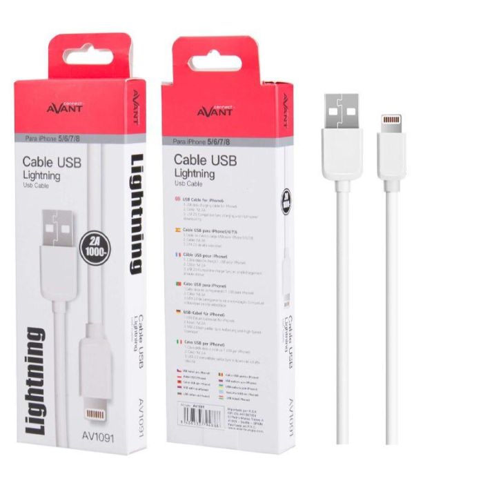 AVANT CONNECT Cable Lightning a USB 2A (compatible iPhone 5, 6, 7) Color Blanco