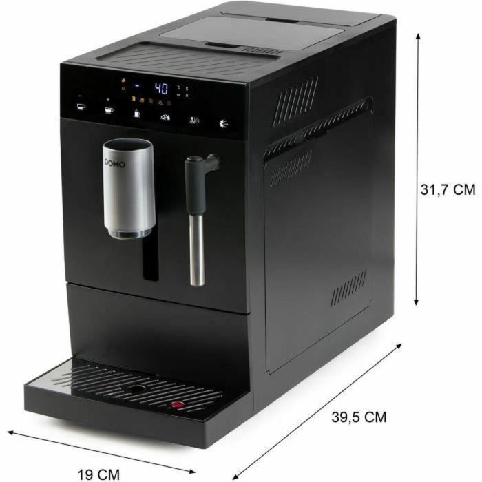 Domo DO1150K Cafetera espresso automática con molinillo, 19 bar, 1350 W, 125g café, Negra 4