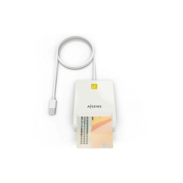 AISENS - LECTOR DE TARJETA INTELIGENTE DNI, BLANCO 2
