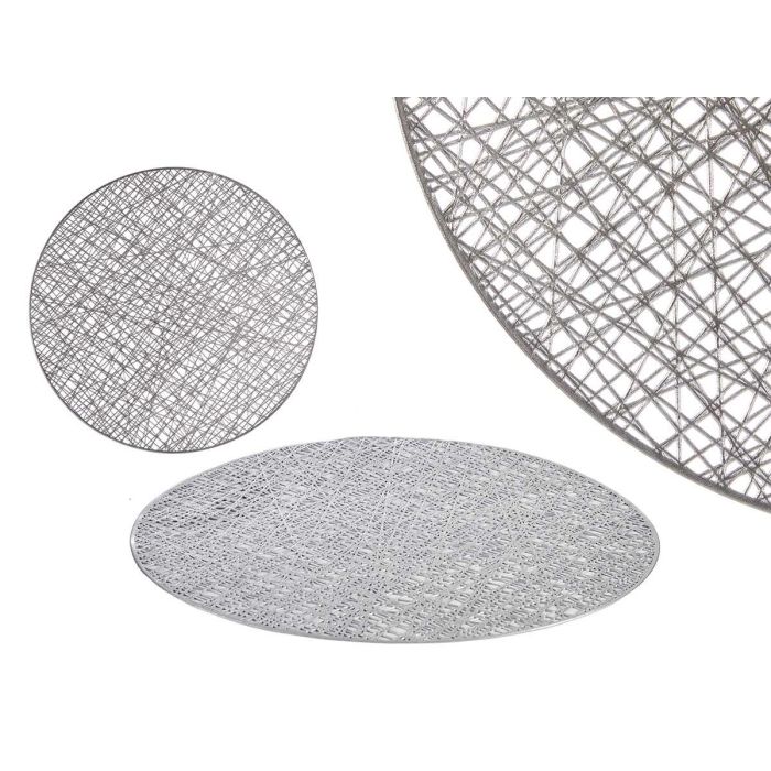 Tapete redondo plástico plata Kinvara 38 cm (48 Unidades) Tapete redondo plástico plata Kinvara 38 cm (48 Unidades)