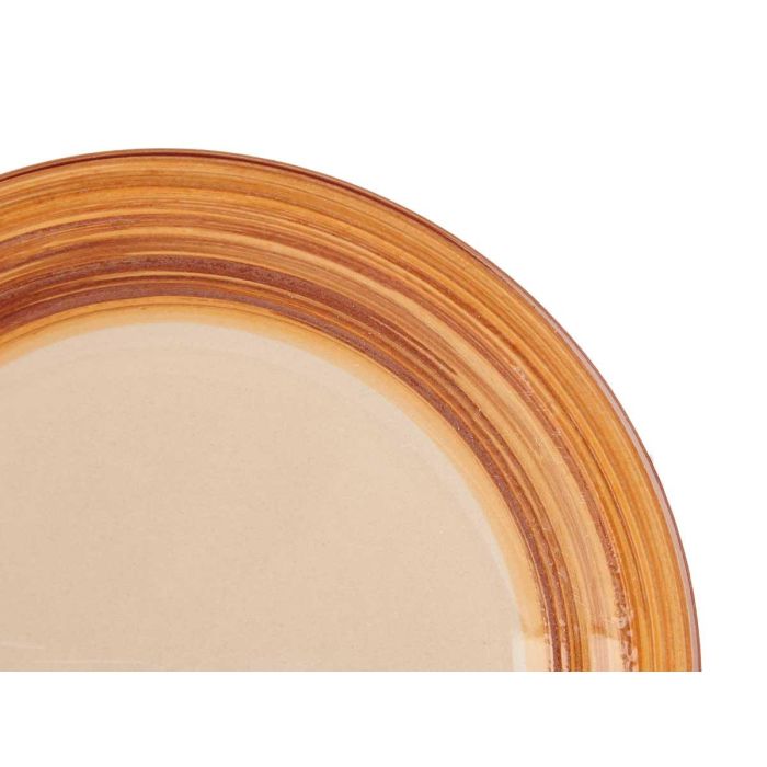Vessia Plato Postre de Gres con Cenefa 3D, Marrón/Beige, 19 cm, Cerámica (24 Unidades) 3