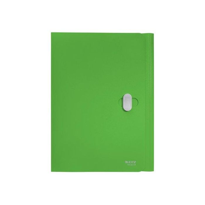 Leitz 46220055 Carpeta de polipropileno reciclado A4, 3 solapas, cierre broche giratorio, verde, certificación Climate neutral y Blue Angel