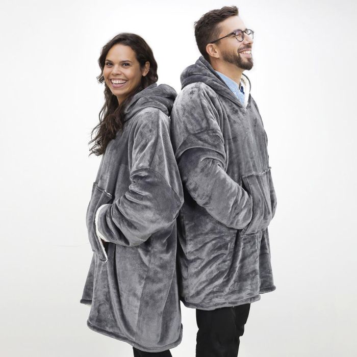 Home Deco Factory Sudadera con Bolsillo y Capucha Sweat Plaid Interior Borreguito Talla Única 118x85 cm 3