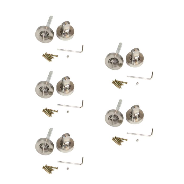 Emuca Lote de 5 condenas con roseta redonda para puertas de interior, diámetro 35mm, Zamak, Níquel satinado 0 Emuca Lote de 5 condenas con roseta redonda para puertas de interior, diámetro 35mm, Zamak, Níquel satinado 0