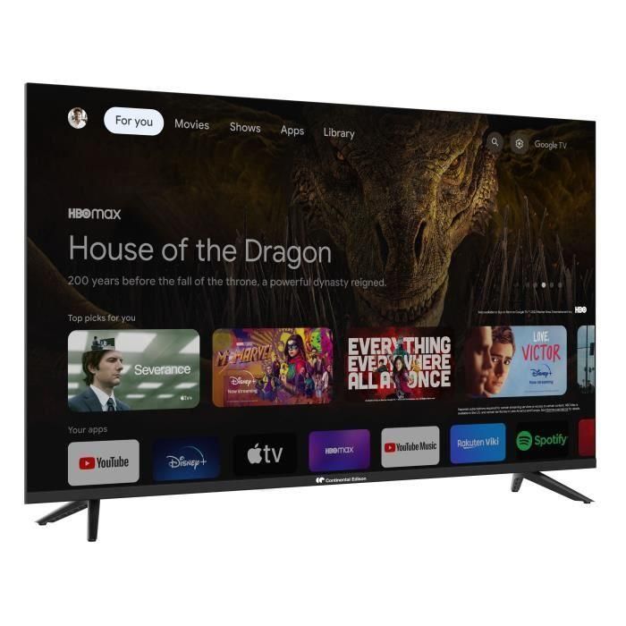 TV LED - CONTINENTAL EDISON - CELED43SGQLD24B6 - 43'' (109 cm) - QLED UHD 4K 3840x2160 - SMART GOOGLE - 4xHDMI - 2xUSB 1 TV LED - CONTINENTAL EDISON - CELED43SGQLD24B6 - 43'' (109 cm) - QLED UHD 4K 3840x2160 - SMART GOOGLE - 4xHDMI - 2xUSB 1