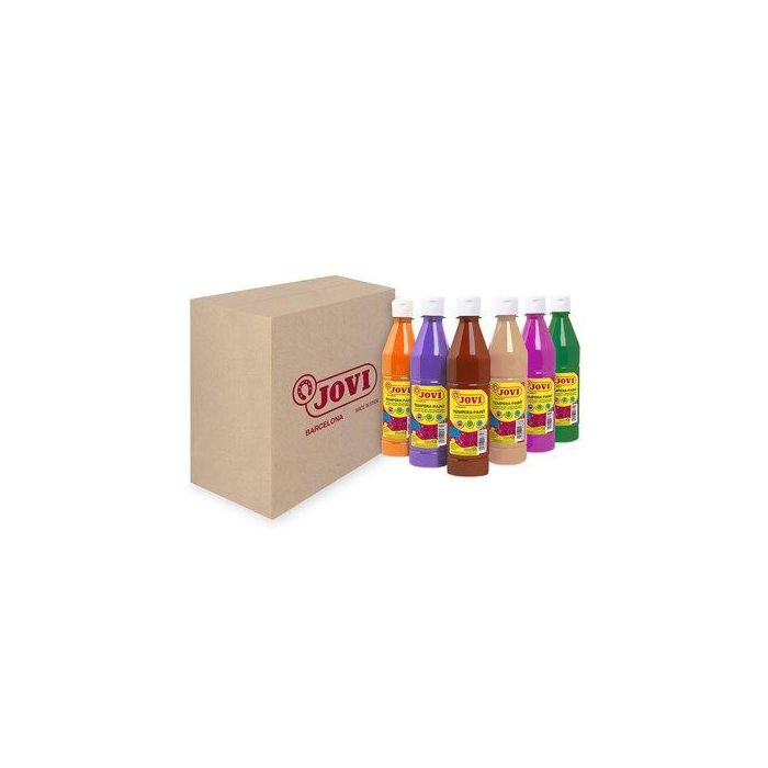 Tempera Jovi Liquida 500 Ml (Botella) Surtido Colores Secundarios Caja De 6 (Naranja, Magenta, Carne, Marron, Verde Oscuro Y Violeta)