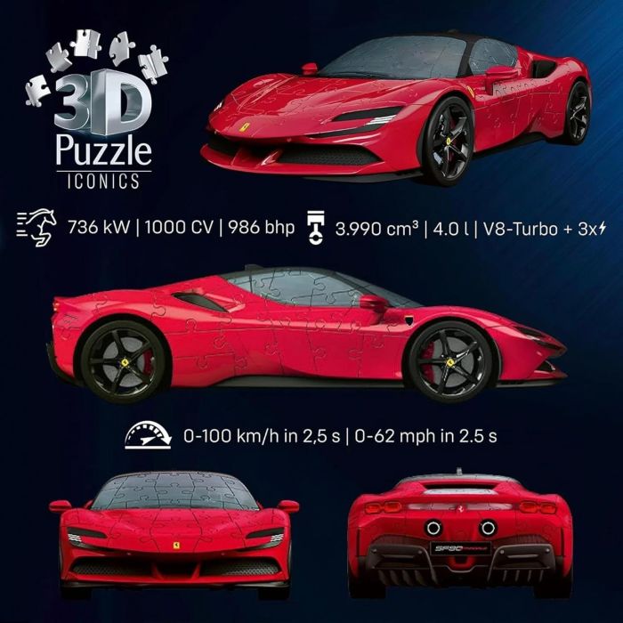 Ravensburger 12008041 Puzzle 3D Ferrari Sf90 Stradale para adultos +10 años, juego y objeto decorativo 2 Ravensburger 12008041 Puzzle 3D Ferrari Sf90 Stradale para adultos +10 años, juego y objeto decorativo 2