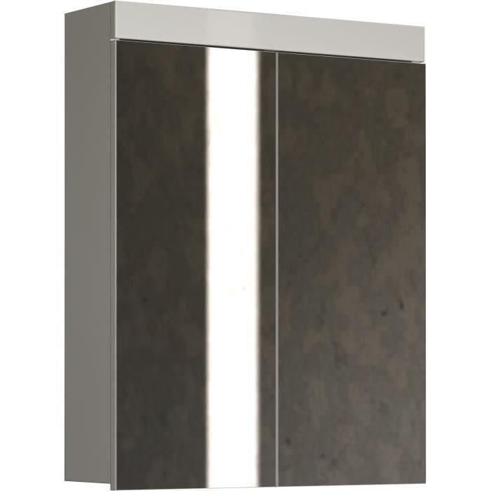 Mueble de baño AMANDA - 2 puertas con espejo - L60 x P17 x H77 cm - Blanco - TRENDTEAM 2 Mueble de baño AMANDA - 2 puertas con espejo - L60 x P17 x H77 cm - Blanco - TRENDTEAM 2