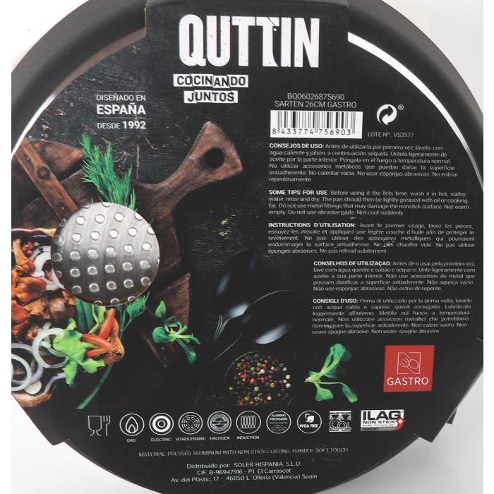 Sartén Gastro Quttin 26 cm (6 Unidades) 9 Sartén Gastro Quttin 26 cm (6 Unidades) 9