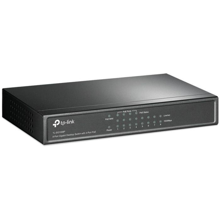TP-Link TL-SG1008P Switch de Sobremesa 8 Puertos RJ-45 Gigabit (4 Puertos PoE 55W) 10/100/1000 Mbps Sin Ventilador 1