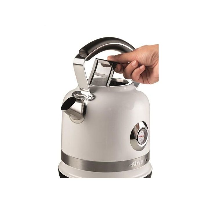 Ariete 2854/01 Hervidor Eléctrico Moderna Blanco 1.7L Acero Inoxidable, Base Inalámbrica 360°, Termómetro, Apagado Automático 5 Ariete 2854/01 Hervidor Eléctrico Moderna Blanco 1.7L Acero Inoxidable, Base Inalámbrica 360°, Termómetro, Apagado Automático 5