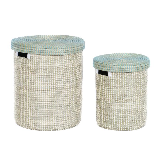 Cesta Urban DKD Home Decor Natural Blanco 44 x 51 x 44 cm Set de 2 2