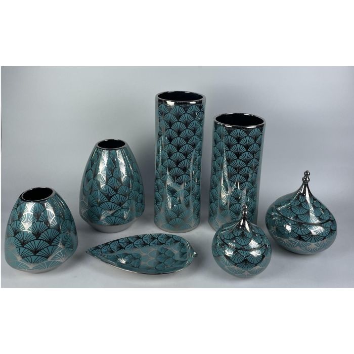 DKD Home Decor Fana Jarron Oriental Turquesa Porcelana 18 x 24 x 18 cm 1