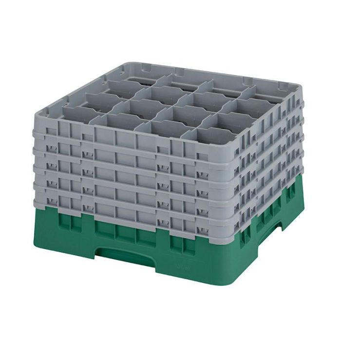 CAMBRO - 16S1058-119 - Cesta de lavado 16 comp. 5 alturas - 10,9 cm Ø máx. - alt. máx. 28,2 cm - 50 x 50 x 30,8 cm - Verde sherwood