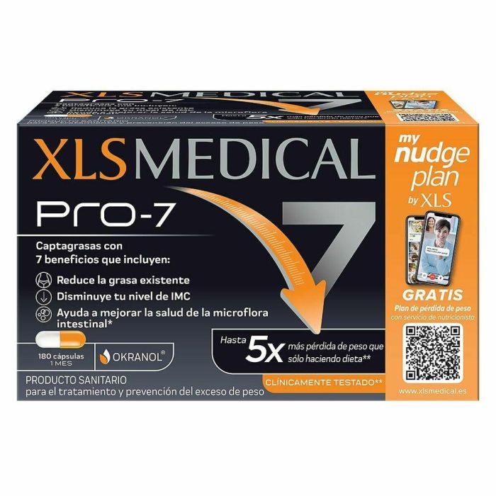 XLS MEDICAL PRO-7 NUDGE Captagrasas para Control y Pérdida de Peso con 7 Beneficios y Okranol® 180 cápsulas