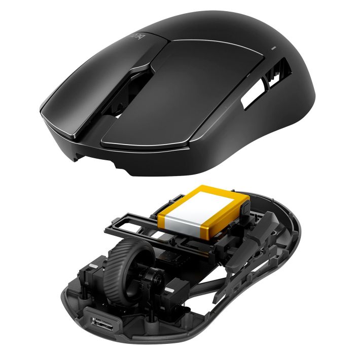 be quiet! Dark Perk Sym Gaming Mouse Inalámbrico 2.4GHz 32000 DPI RGB con Cable USB-C Recargable y Receptor, Óptico, Negro - Mando Derecho 6