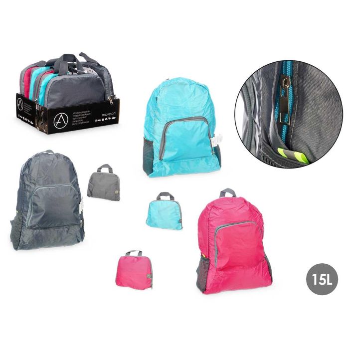 Mochila Plegable Ligera Arte Regal - 20x5x22 cm - Azul, Gris, Rosa (12 Unidades) Mochila Plegable Ligera Arte Regal - 20x5x22 cm - Azul, Gris, Rosa (12 Unidades)