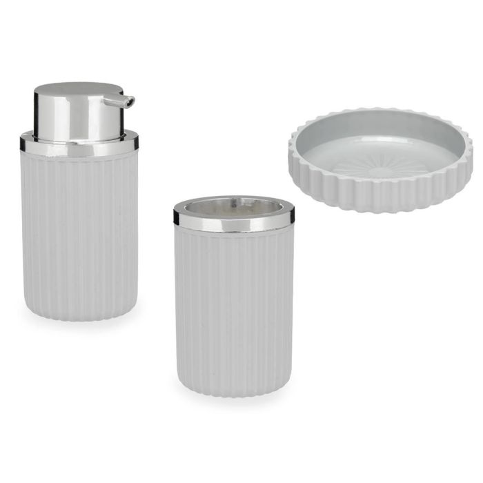 Set Baño 3 Piezas Gris Berilo - Jabonero, Dispensador y Bote (12 Unidades) 1 Set Baño 3 Piezas Gris Berilo - Jabonero, Dispensador y Bote (12 Unidades) 1