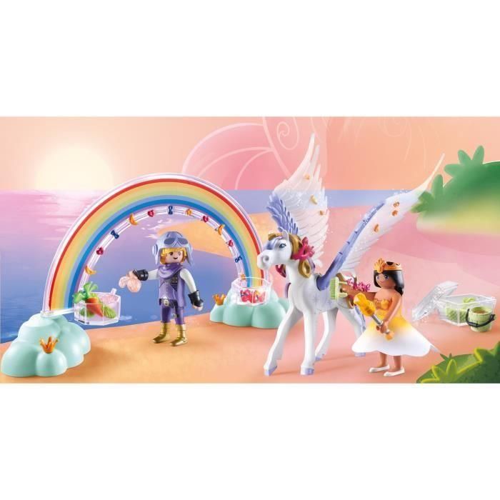 PLAYMOBIL 71361 Caballo alado para decorar - Princesa Mágica - Con una princesa, un caballero y un arcoiris para decorar - A partir de 4 años 1