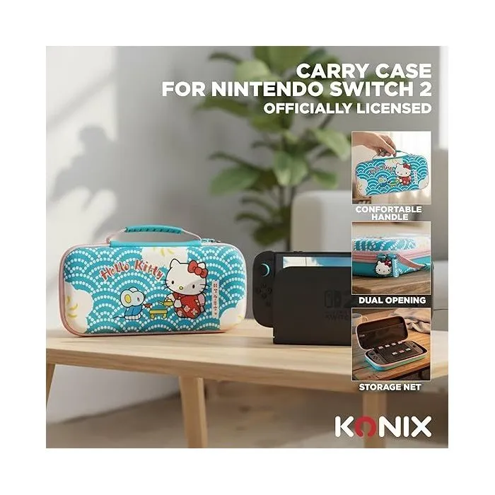 Konix Estuche Protector y de Transporte para Nintendo Switch 2 AABRR63020 con Estampado de Té Hello Kitty Azul
