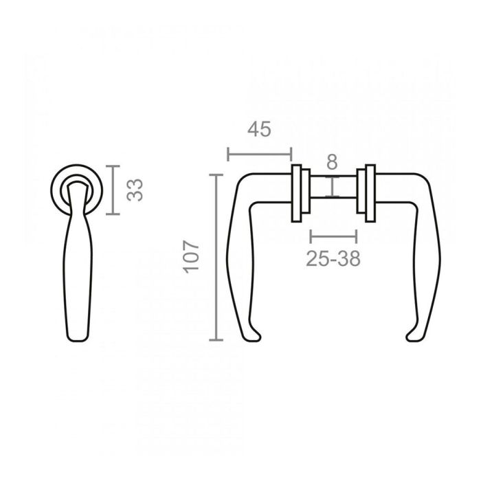 Blister juego de manillas para puerta metalica 232 25-38mm negro edm 2