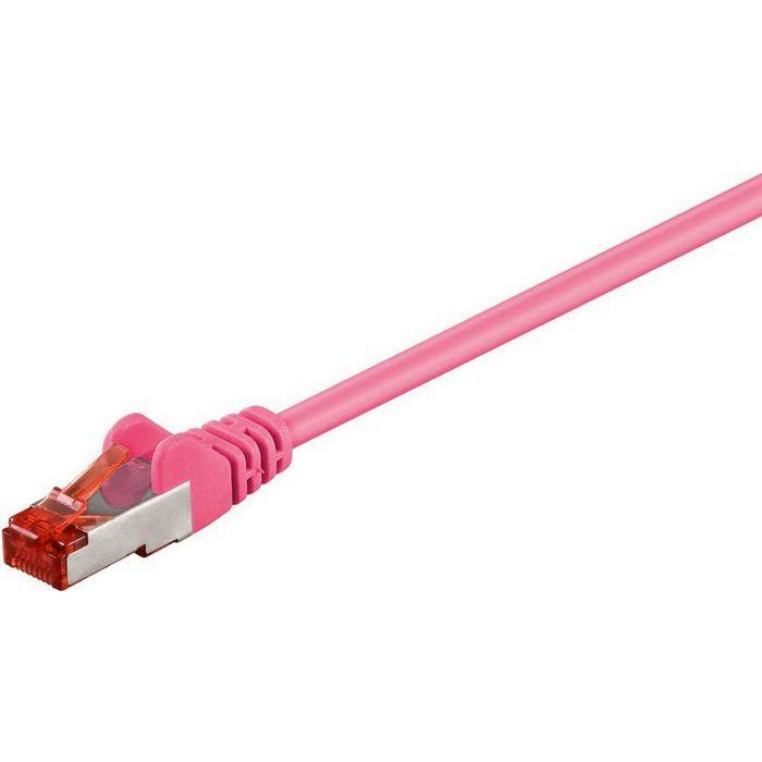 MicroConnect Cable de red CAT6 F/UTP, apantallado, 3m, rosa. Conexión fiable para red y entretenimiento. Anti-EMI.