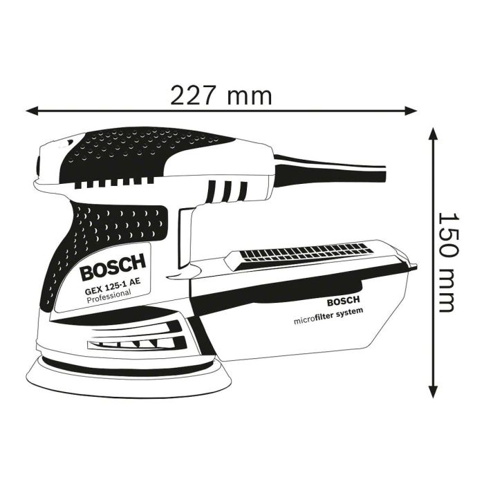 Bosch Professional GEX 125-1 AE Lijadora Excéntrica 125 mm 250W con Velocidad Variable y Caja Microfiltro 5