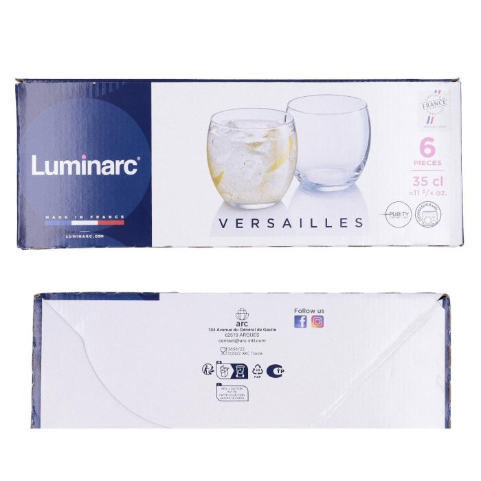 Set 6 Vasos Bajos Vidrio Versailles Luminarc 35 cL